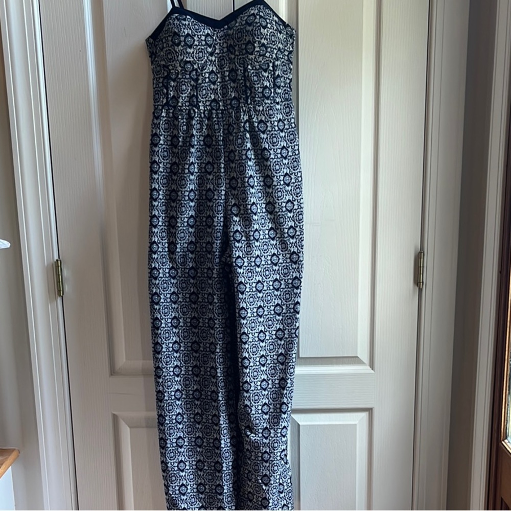 Xhilaration Blue and White Geometric Jumpsuit